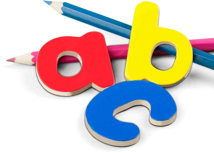 Foam Letters Laying with Pencils 