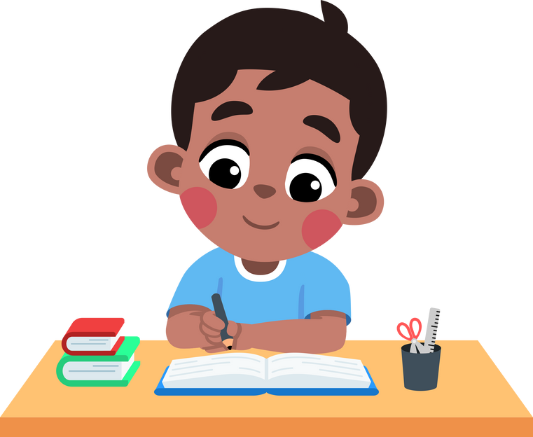 Kid Writing on Table