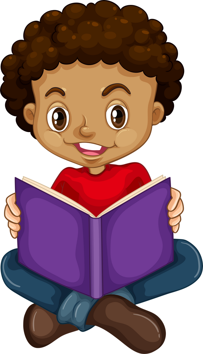 Young boy reading a book